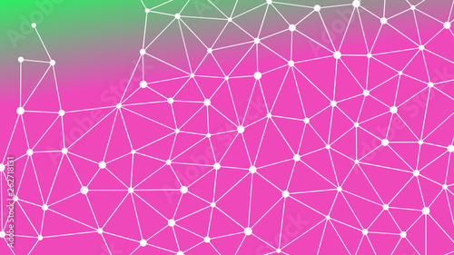 Abstractly connected points on colorful background, technology abstract background. Technology Concept, LowPoly, Polygons, Triangles, Network, Social Network, IOT, Internet © BitBot
