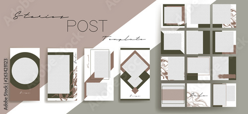 Design backgrounds for social media banner.Set of instagram stories and post frame templates.Vector cover. Mockup for personal blog or shop.Layout for promotion.Endless square puzzle layout for promo
