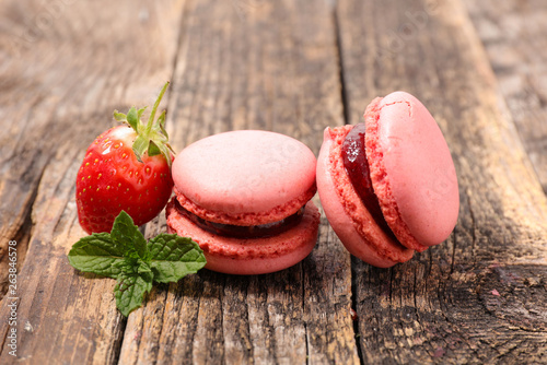 french traditional biscuit, strawberry macaroon © M.studio