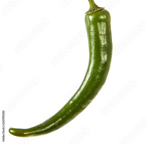green chilli pepper. on a white background