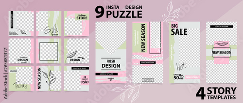 Trendy editable template for social networks stories and posts, vector illustration.