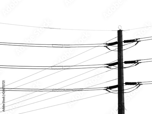 silhouette electric post on white background