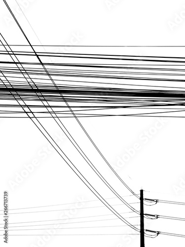 silhouette electric post on white background